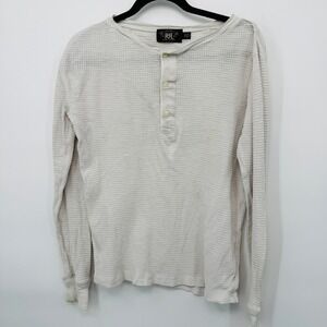 RRL Ralph Lauren Double RL Mens S Waffle Knit Henley Cream